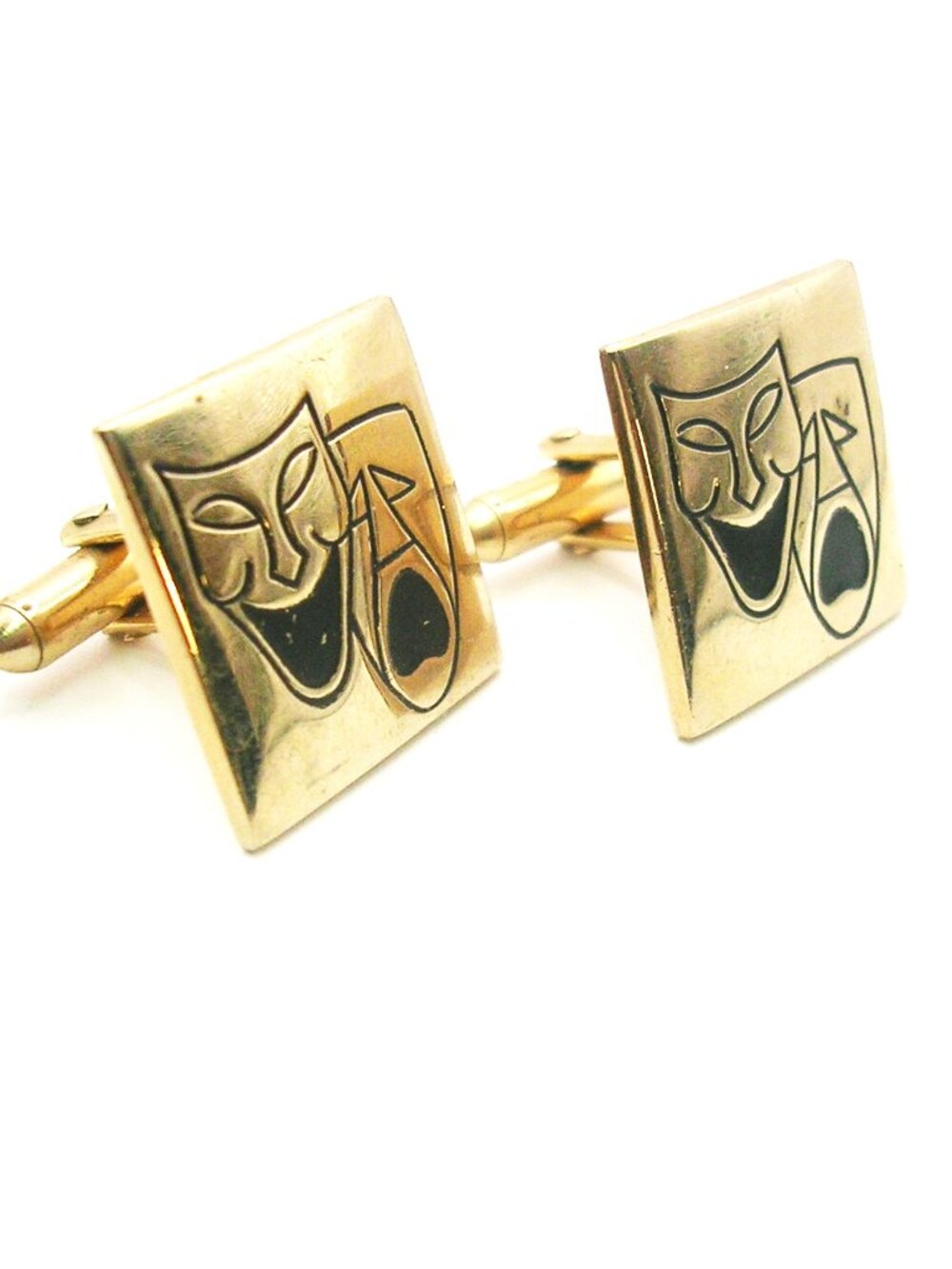 Vintage Theatre Mask Cufflinks Comedy Tragedy Sock and Buskin classic Swank
